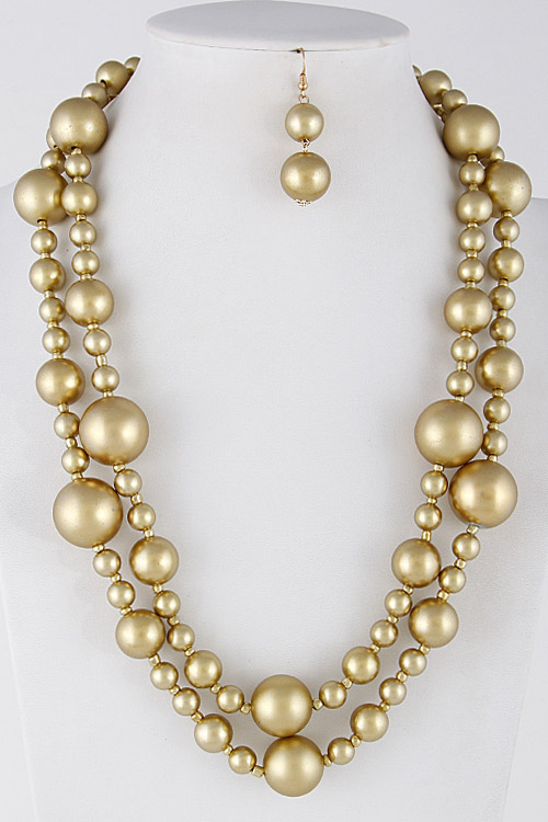 CN0156. Faux Pearl Thick Statement Necklace Set 7BBC Statement Necklaces